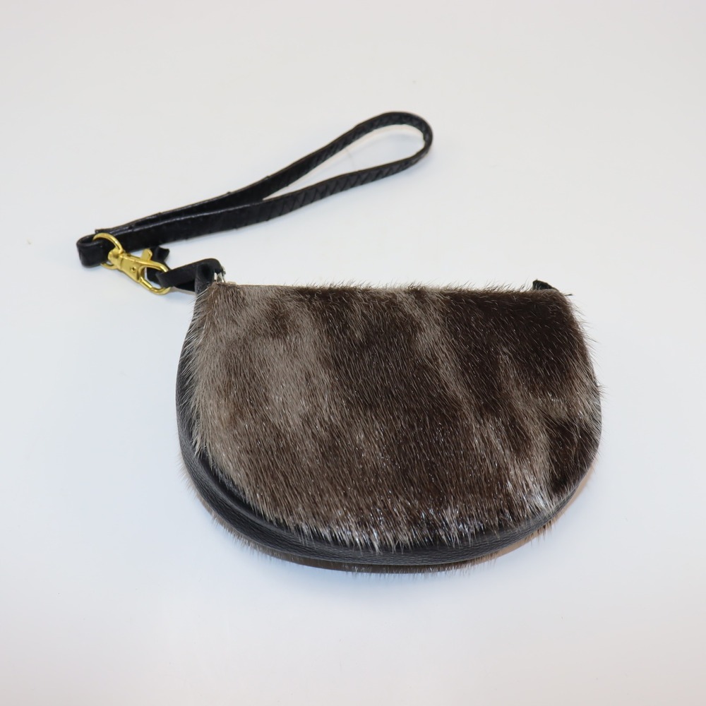 Hair On Hide Wristlet Small Brown Womens Fur Leather Pouch‎